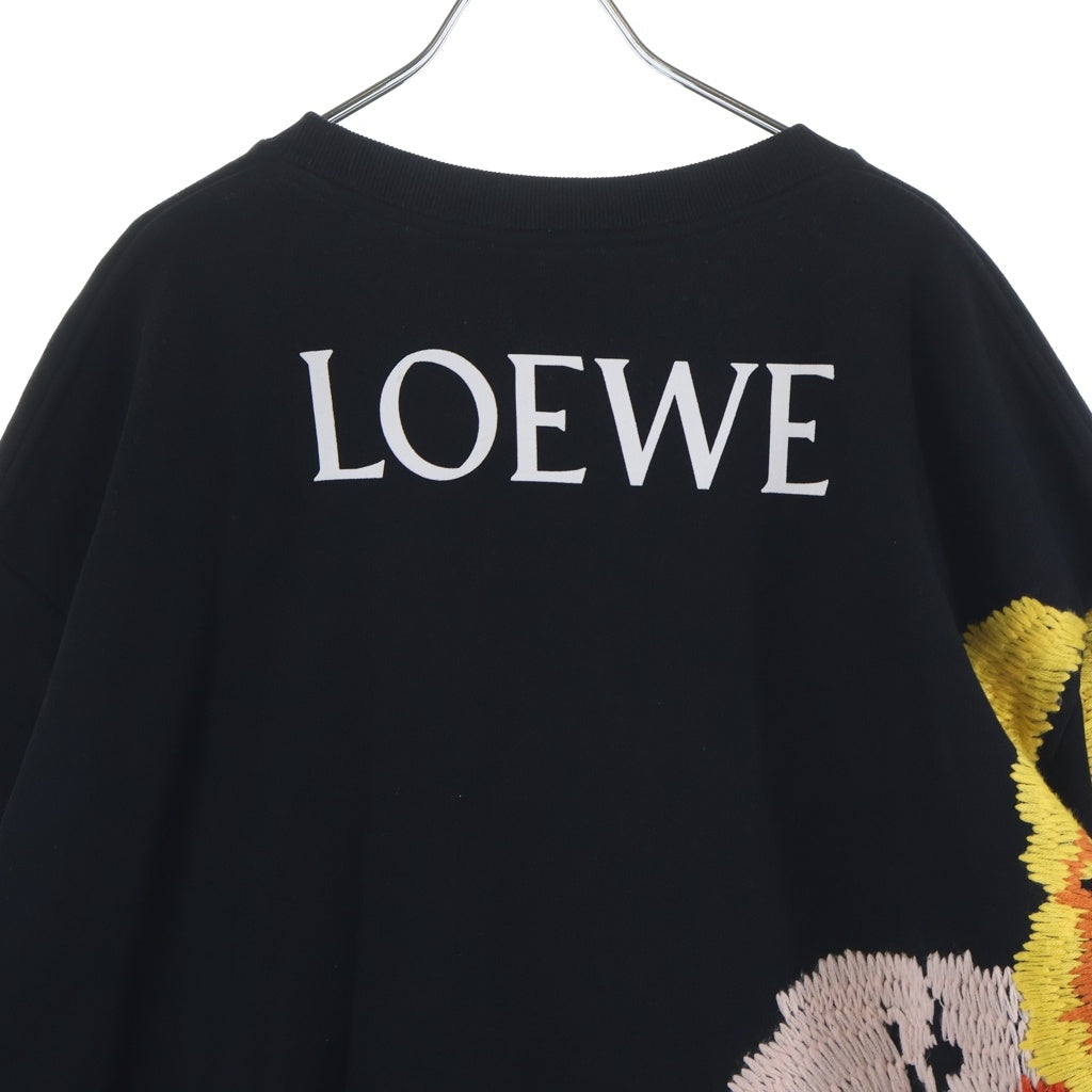 LOEWE(ロエベ) 22SS Pansies Embroidery Sweatshir 刺繍オーバーサイズスウェット トレーナー ブラック H526Y24X01