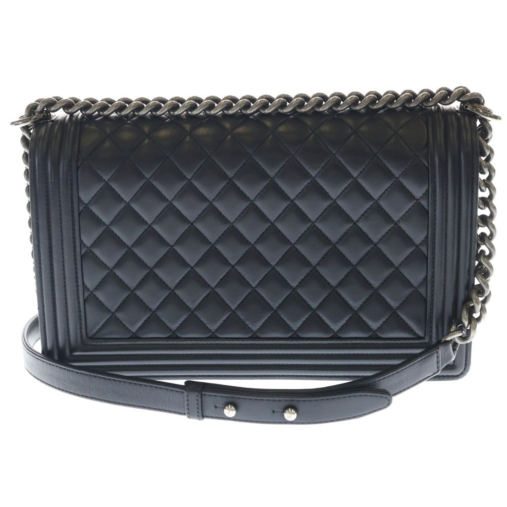 CHANEL(シャネル) ボーイシャネル チェーンショルダーバッグ ブラック ラムスキン シルバー金具 レディース