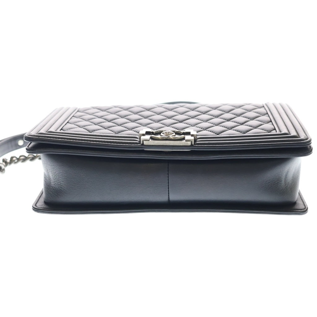 CHANEL(シャネル) ボーイシャネル チェーンショルダーバッグ ブラック ラムスキン シルバー金具 レディース
