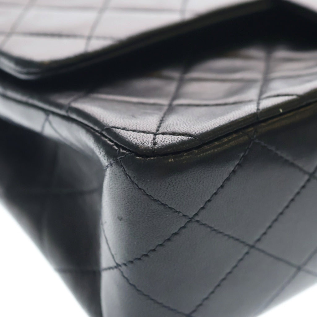 CHANEL(シャネル) マトラッセ25 Wフラップ Wチェーンショルダーバッグ ブラック ラムスキン ゴールド金具 レディース