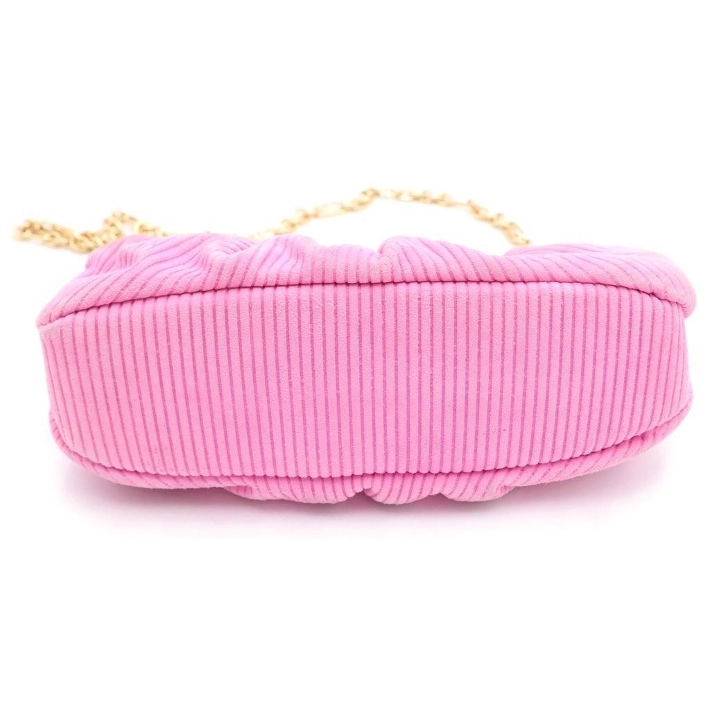 FENDI(フェンディ) ピーカブークリック チェーンショルダーバッグ ミニバッグ ピンクスエード 8BP118 ゴールド金具 レディース