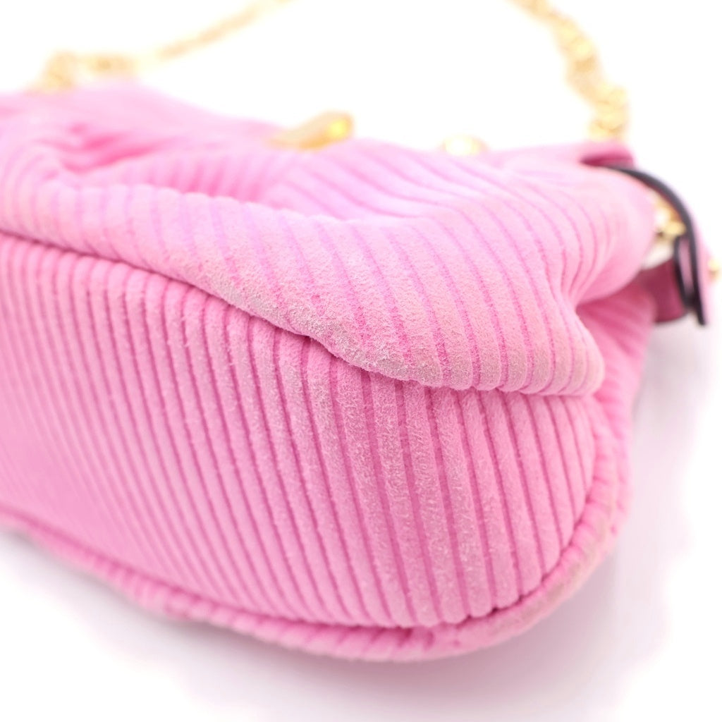 FENDI(フェンディ) ピーカブークリック チェーンショルダーバッグ ミニバッグ ピンクスエード 8BP118 ゴールド金具 レディース