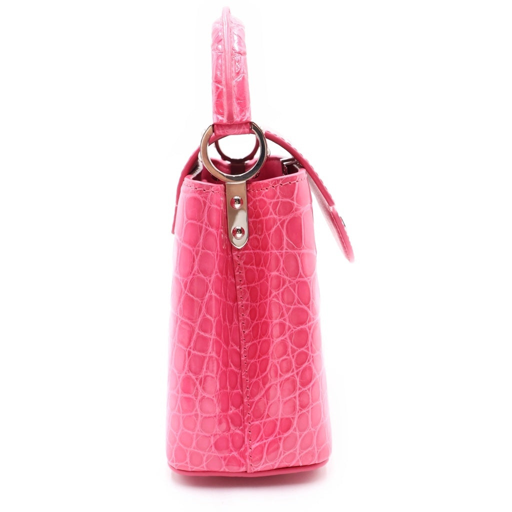 LOUIS VUITTON(ルイヴィトン) カプシーヌミニ フューシャピンク 2WAYハンドバッグ ショルダーバッグ ピンク クロコダイル ブリリアント N96238 シルバー金具 レディース