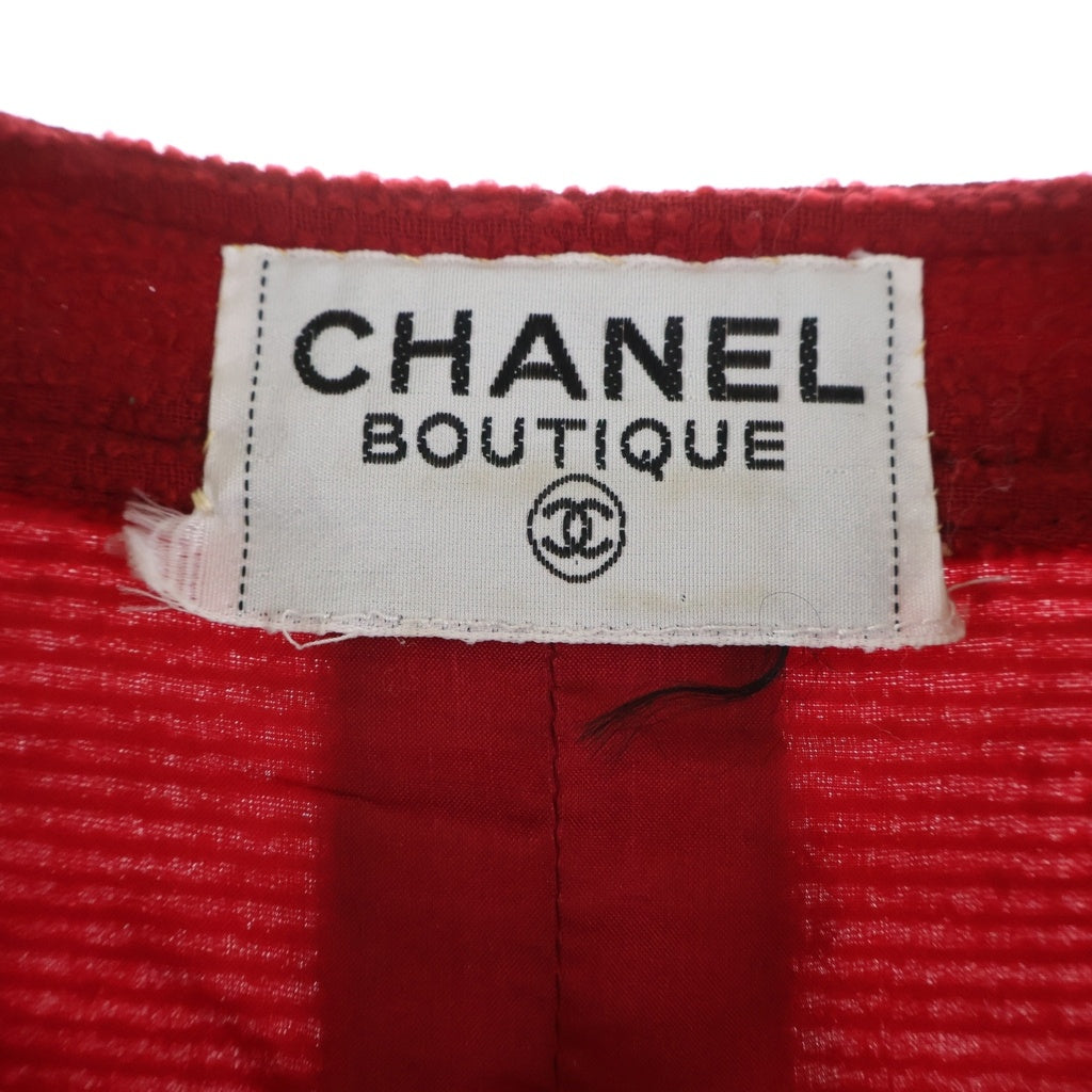 CHANEL(シャネル) ロングコート リボン ゴールドボタン ウール レッド レディース