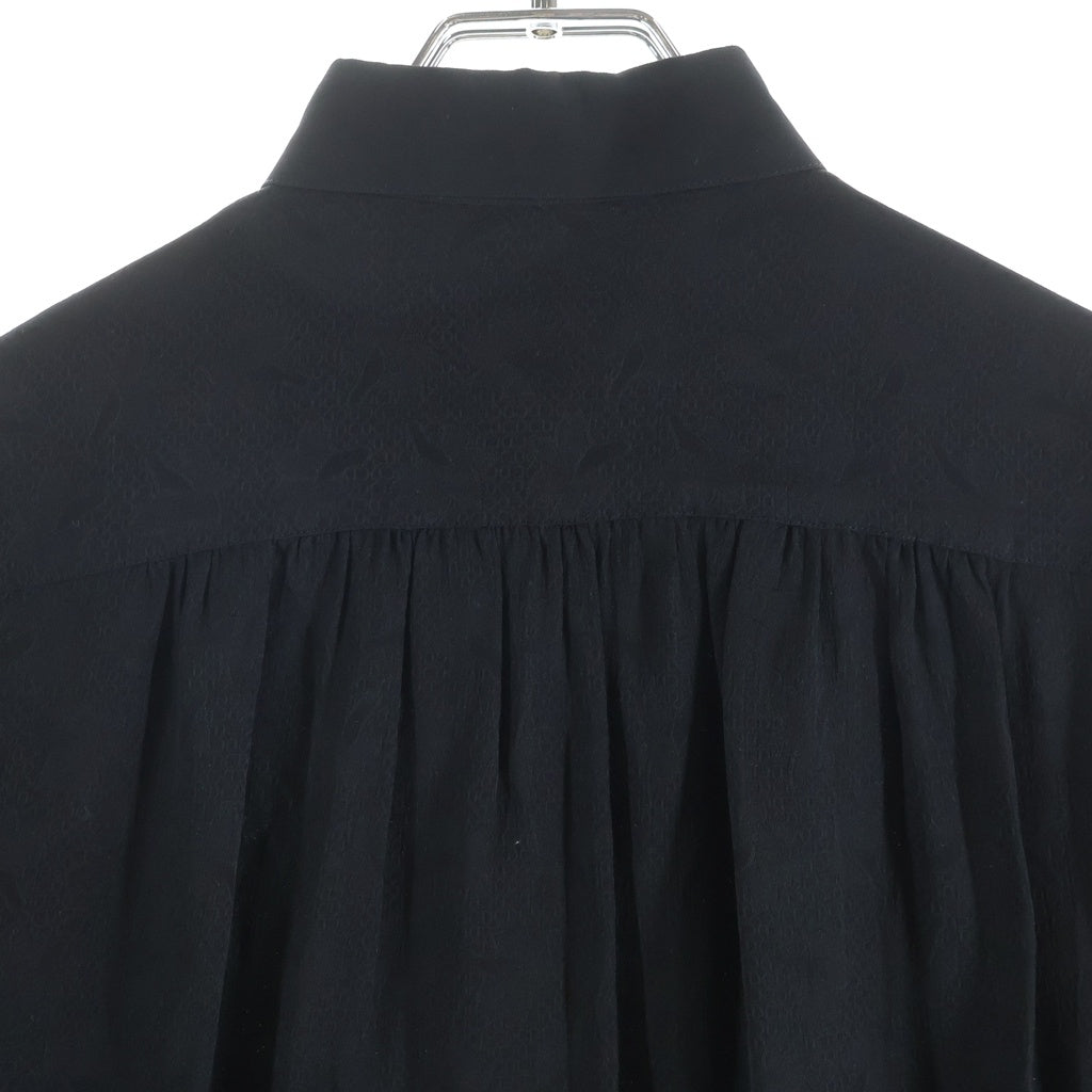 Christian Dior(クリスチャンディオール) CDロゴ総柄 シルク 長袖シャツ ブラウス ブラック レディース