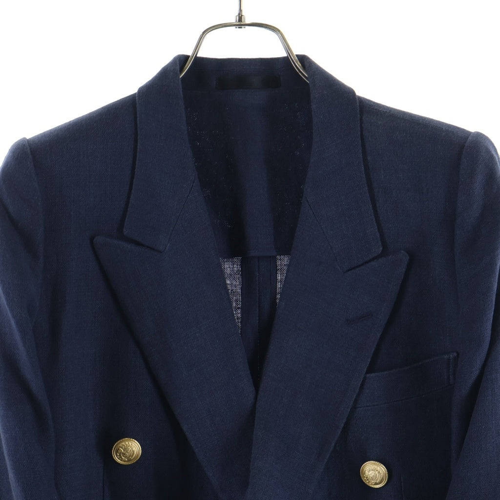 BURBERRY(バーバリー) ジャケット ダブルボタン 麻 ネイビー 11サイズ レディース