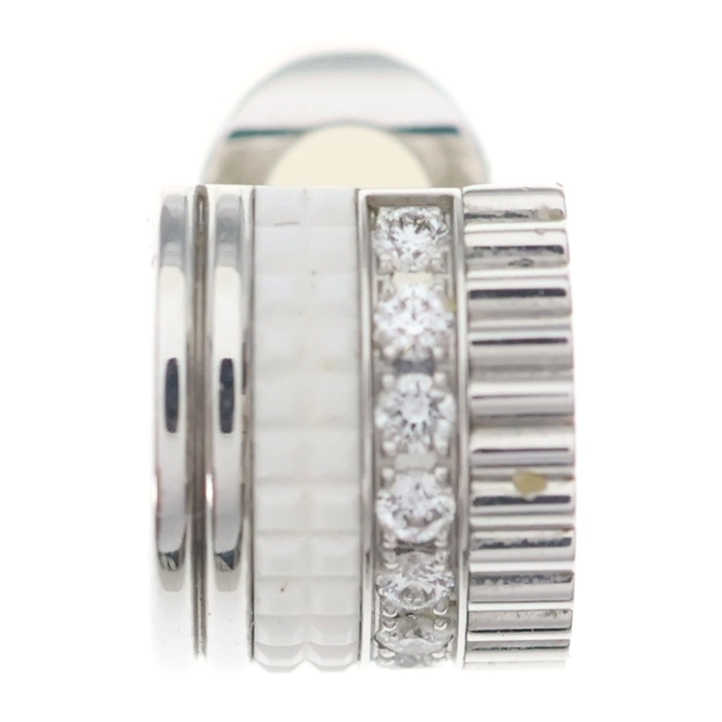 BOUCHERON(ブシュロン) キャトル ダブルホワイト ダイヤ シングル クリップイヤリング スモール Au750 K18WG×CE イヤリング ホワイトゴールド セラミック JCO01636 レディース