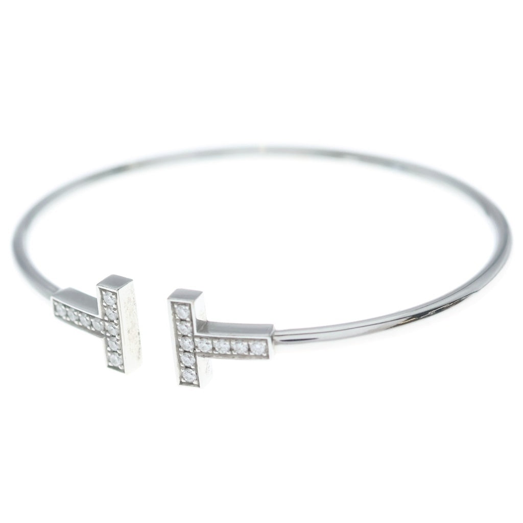 TIFFANY & Co.(ティファニー) Tワイヤー ブレスレット 18Pダイヤ ミディアム バングル ブレスレット K18WG ホワイトゴールド レディース