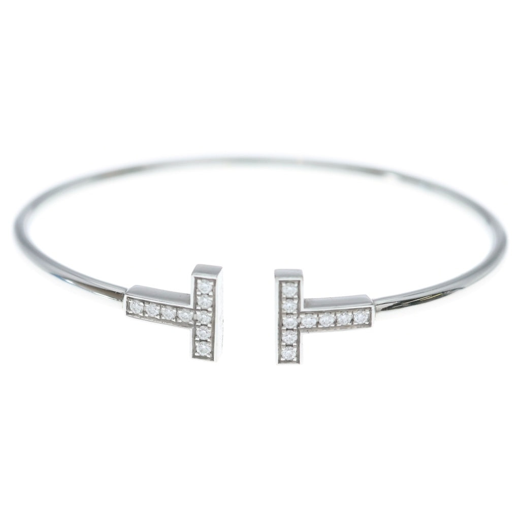 TIFFANY & Co.(ティファニー) Tワイヤー ブレスレット 18Pダイヤ ミディアム バングル ブレスレット K18WG ホワイトゴールド レディース