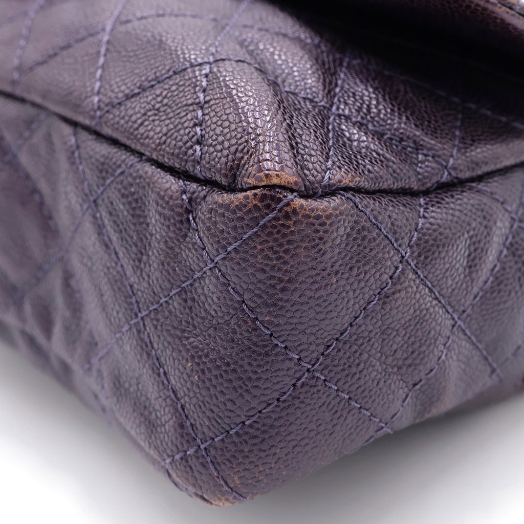 CHANEL(シャネル) デカマトラッセ キャビアスキン シルバー金具 チェーンショルダーバッグ トートバッグ パープル レディース
