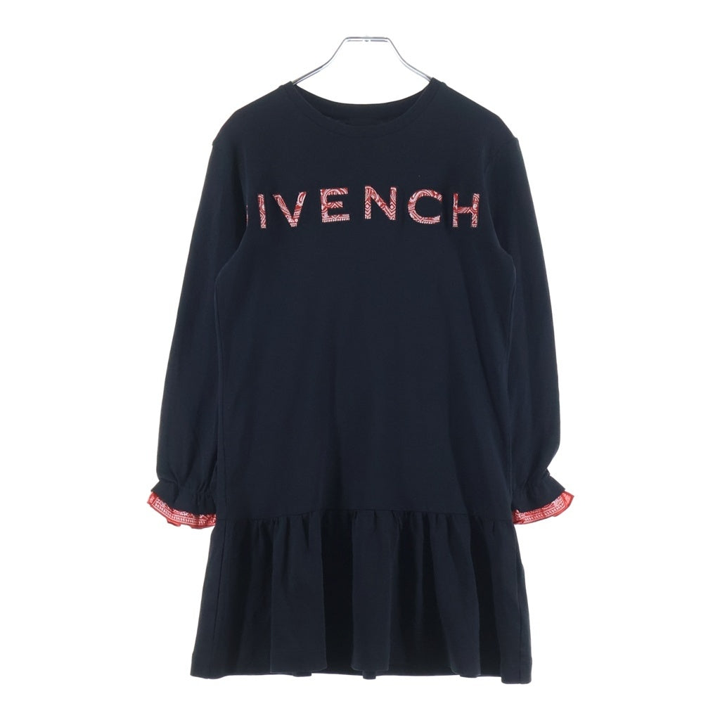 GIVENCHY(ジバンシィ) ペイズリー柄 ロゴプリントワンピース ドレス コットン ブラック H12220 3261676 018214 キッズ