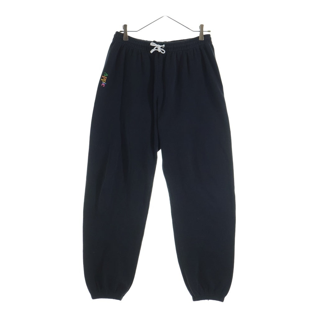 Hanes(ヘインズ) 80-90s VINTAGE apple アップル ロゴプリントスウェットパンツ ジョガーパンツ ドローストリング 裾リブ コットン アクリル ヴィンテージ ブラック