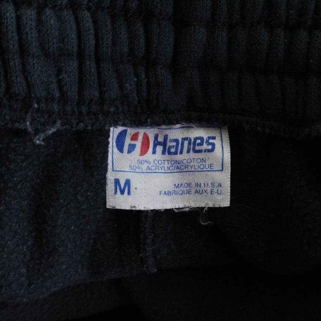 Hanes(ヘインズ) 80-90s VINTAGE apple アップル ロゴプリントスウェットパンツ ジョガーパンツ ドローストリング 裾リブ コットン アクリル ヴィンテージ ブラック