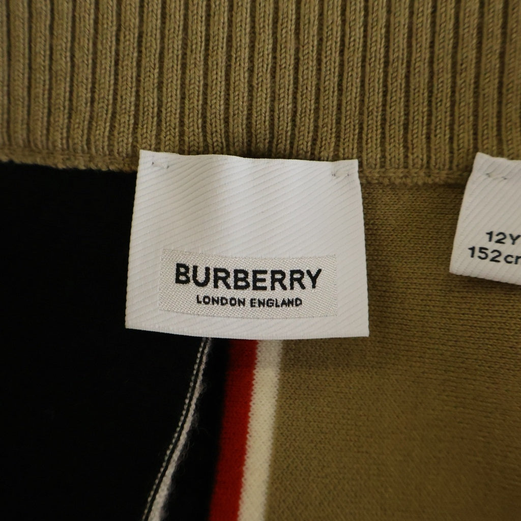 BURBERRY(バーバリー) アメリアアイコンストライプ プリーツスカート ウール ゴムウエスト ロゴ刺繍 ブラック/ブラウン/アイボリー/レッド レディース