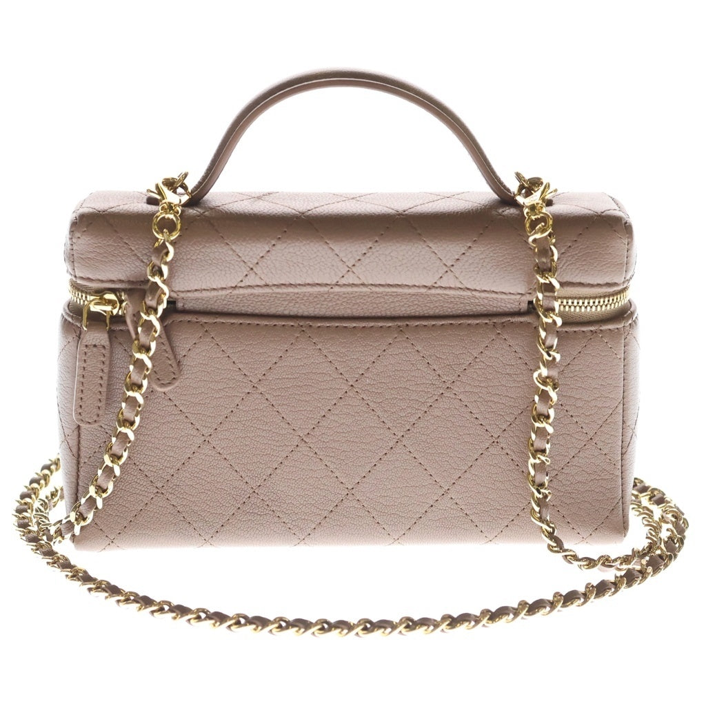 CHANEL(シャネル) バニティ チェーンショルダーバッグ ミニバッグ ピンクベージュ レザー AP4385 ゴールド金具 レディース