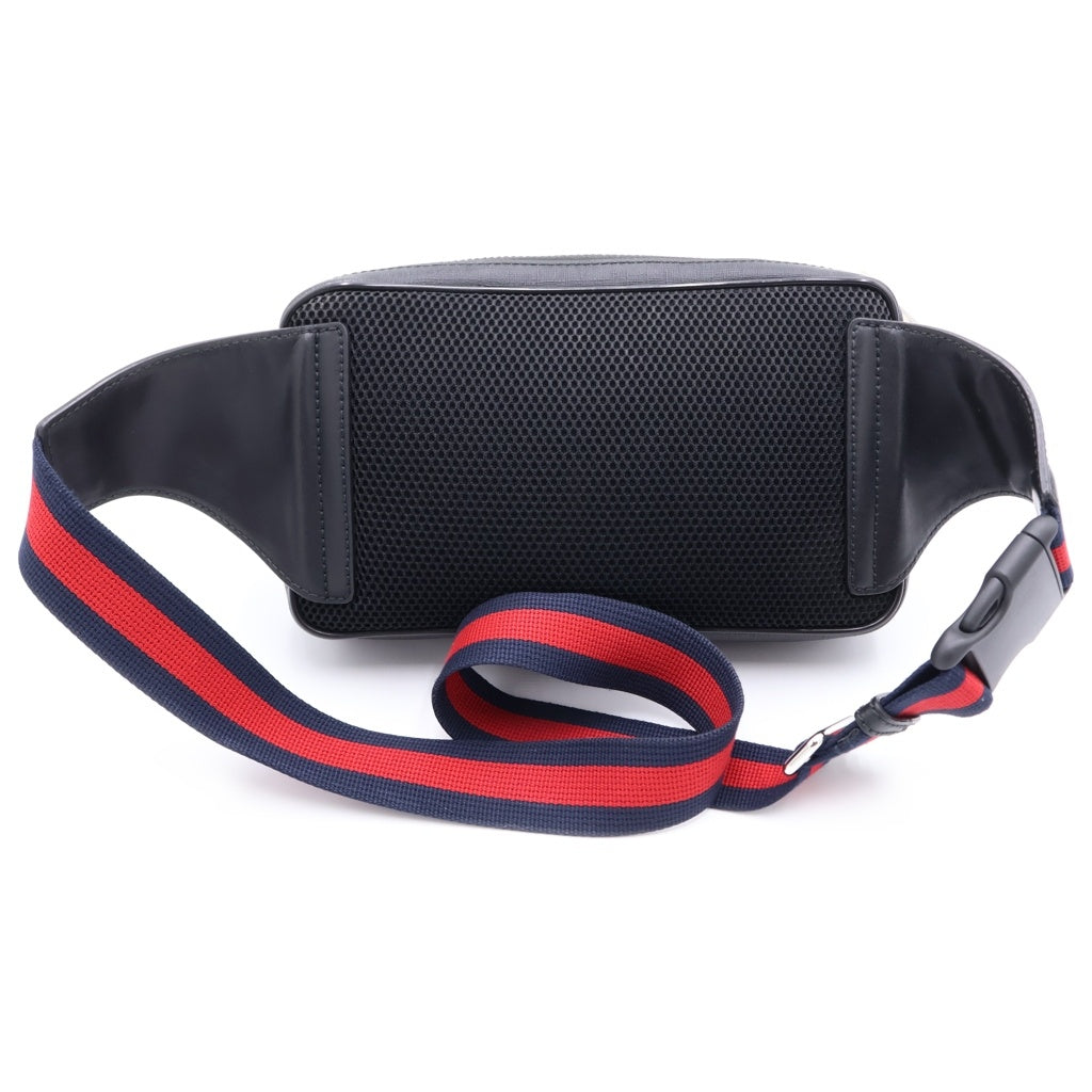 GUCCI(グッチ) GGスプリーム ウエストバッグ ボディバッグ ブラック レザー×PVC 474293 シルバー金具