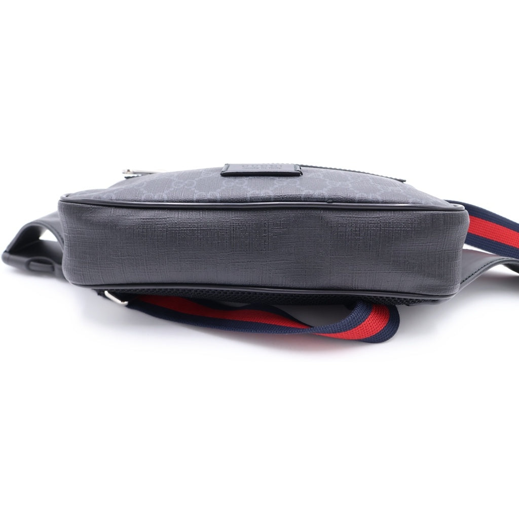 GUCCI(グッチ) GGスプリーム ウエストバッグ ボディバッグ ブラック レザー×PVC 474293 シルバー金具