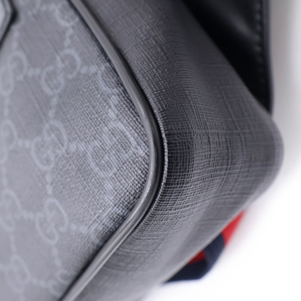 GUCCI(グッチ) GGスプリーム ウエストバッグ ボディバッグ ブラック レザー×PVC 474293 シルバー金具