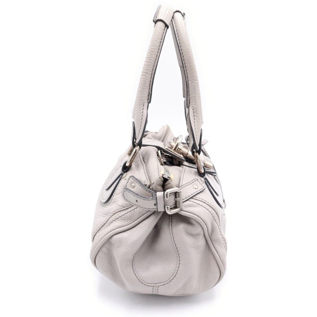 Chloe(クロエ) パディントン ハンドバッグ ライトグレー レザー ゴールド金具 レディース