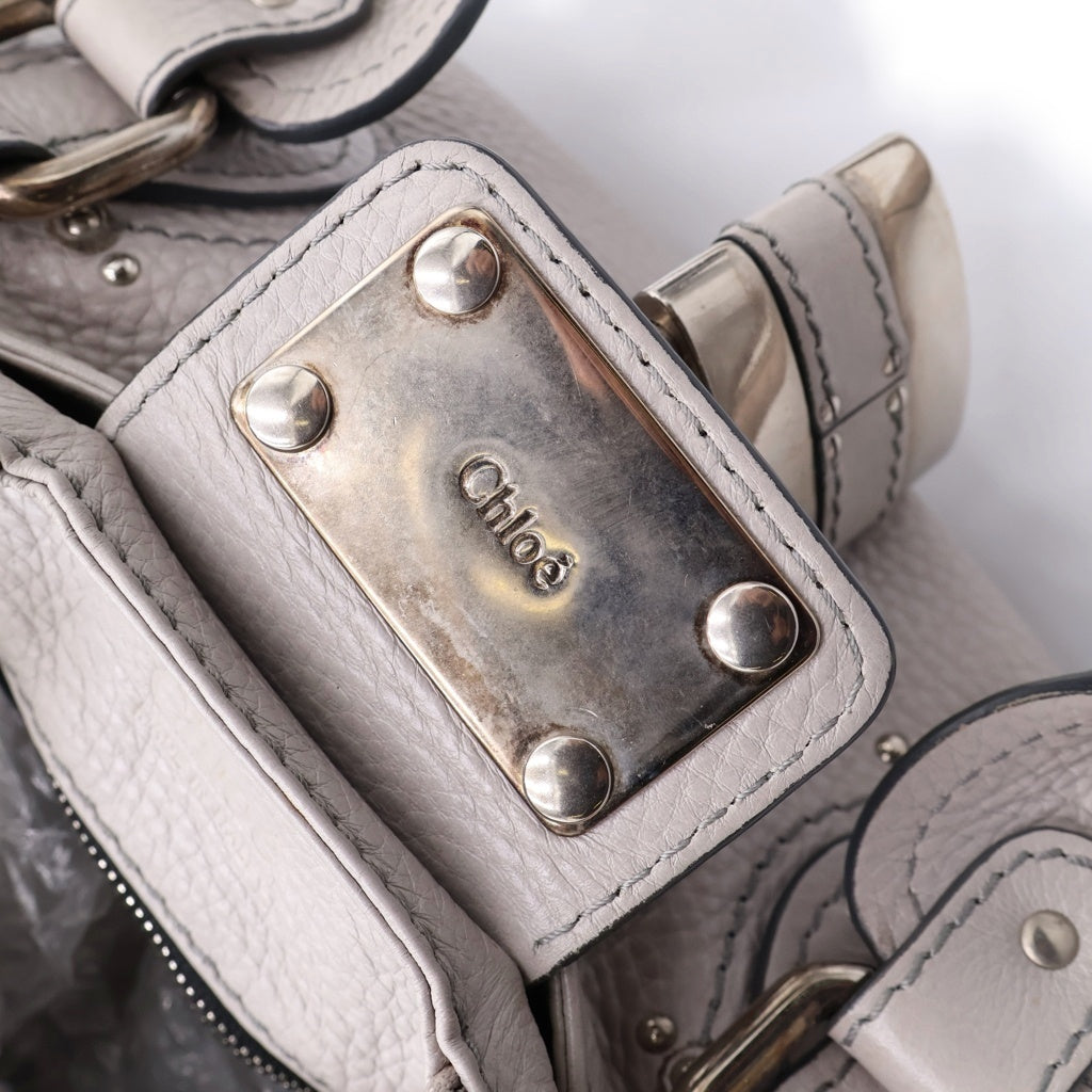 Chloe(クロエ) パディントン ハンドバッグ ライトグレー レザー ゴールド金具 レディース