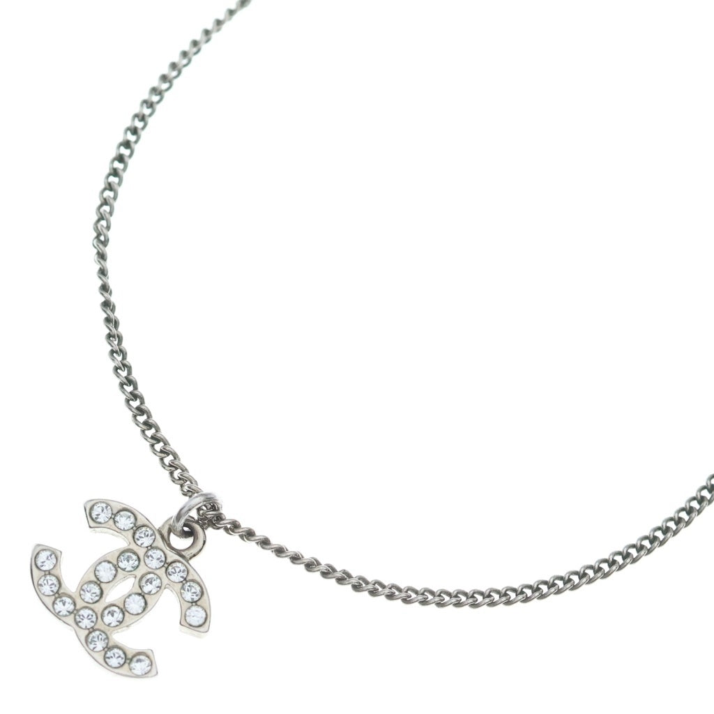 CHANEL(シャネル) ココマーク ラインストーンネックレス ペンダント チェーン シルバー GP レディース