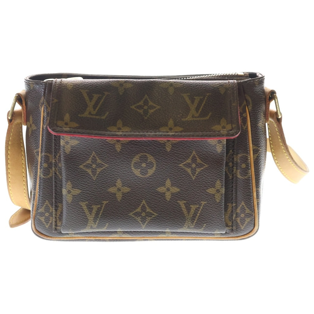 LOUIS VUITTON(ルイヴィトン) モノグラム ヴィバシテPM ショルダーバッグ ミニバッグ ブラウン レザー×PVC M51165 ゴールド金具 レディース