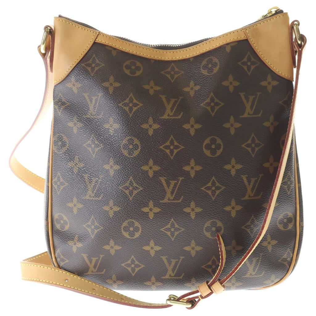 LOUIS VUITTON(ルイヴィトン) モノグラム オデオンPM ショルダーバッグ ポシェット ブラウン レザー×PVC M56390 ゴールド金具 レディース