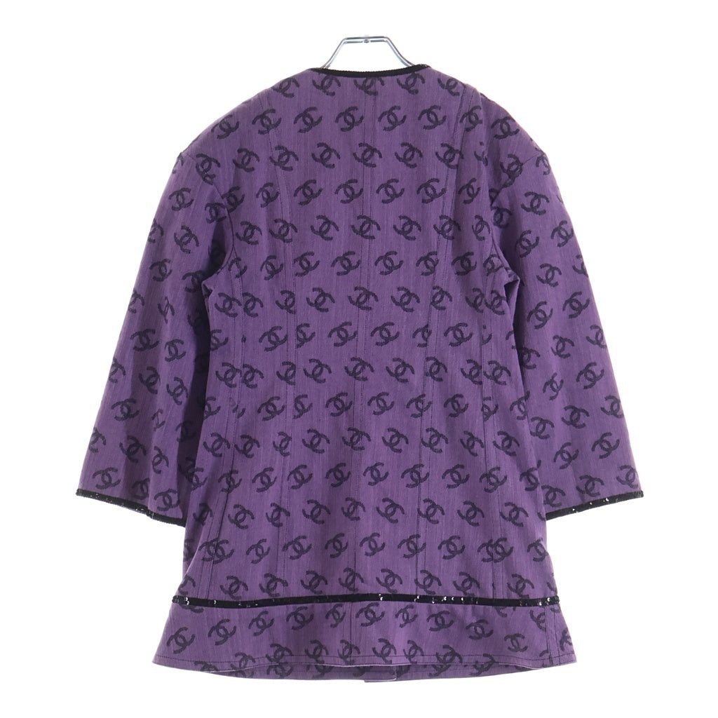 CHANEL(シャネル) ココマークノーカラージャケット パープル×ブラック コットン #36 P72568V64160 レディース
