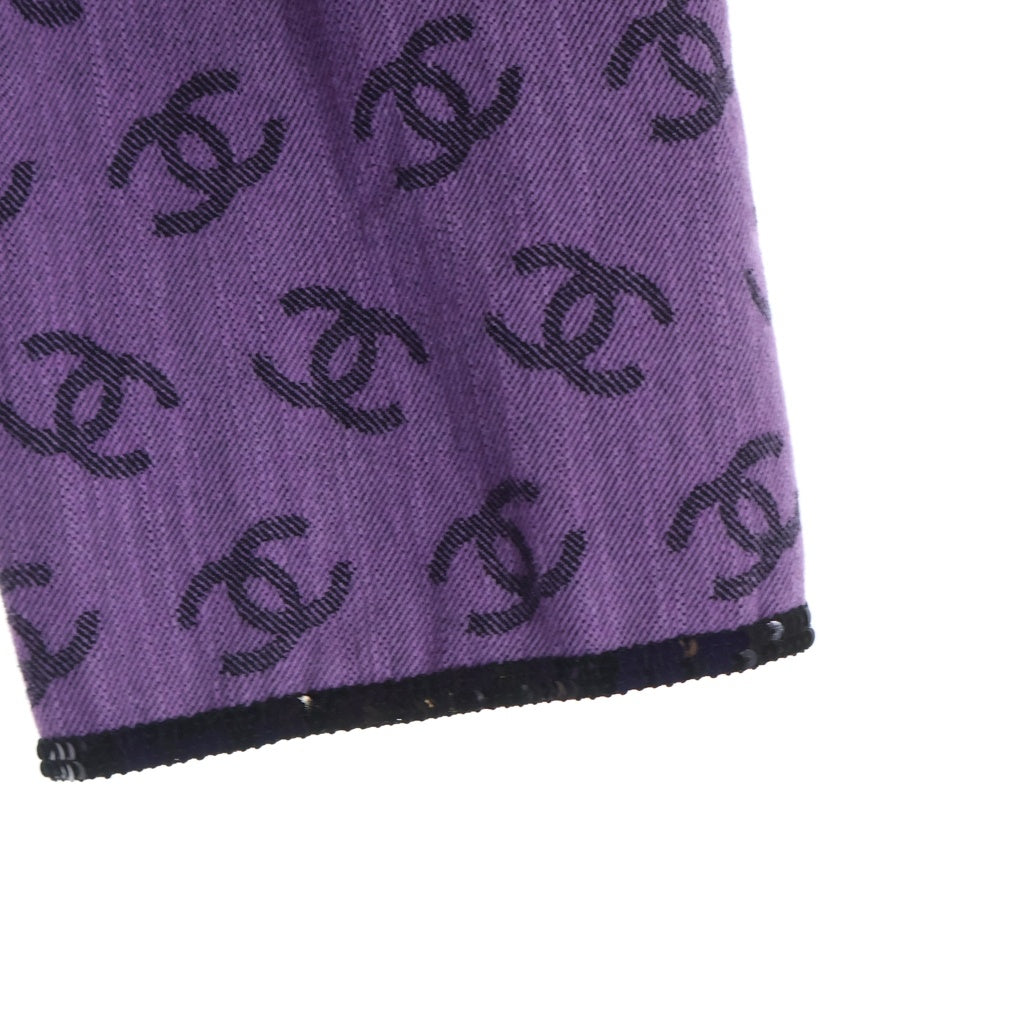 CHANEL(シャネル) ココマークノーカラージャケット パープル×ブラック コットン #36 P72568V64160 レディース