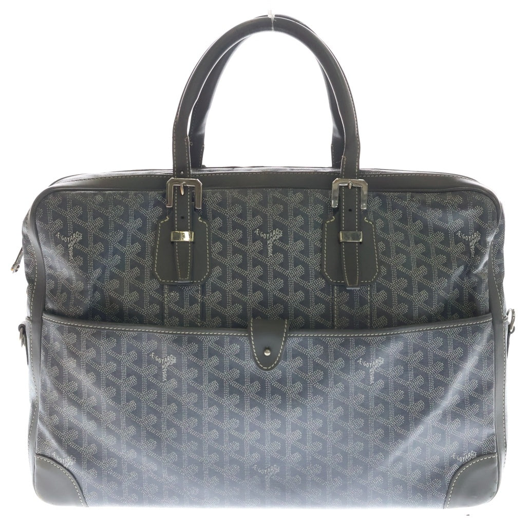 GOYARD(ゴヤール) アンバサードMM ハンドバッグ ビジネスバッグ グレー レザー シルバー金具