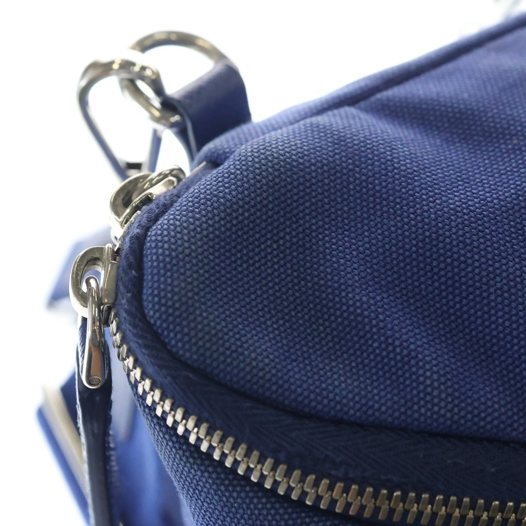 PRADA(プラダ) CANAPA カナパ トライアングルロゴショルダーバッグ ミニバッグ ブルー キャンバス シルバー金具 レディース