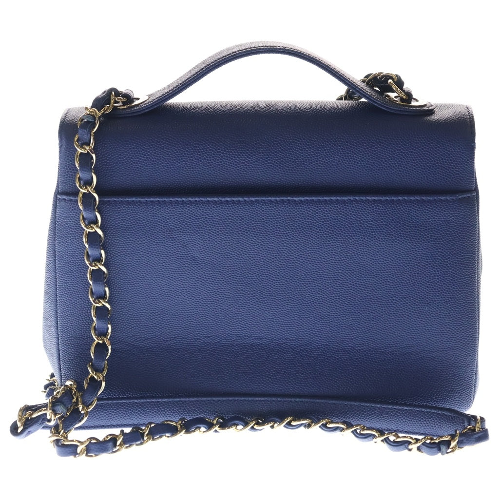 CHANEL(シャネル) アフィニティ 2WAYハンドバッグ チェーンショルダーバッグ ブルー キャビアスキン A93749 ゴールド金具 レディース