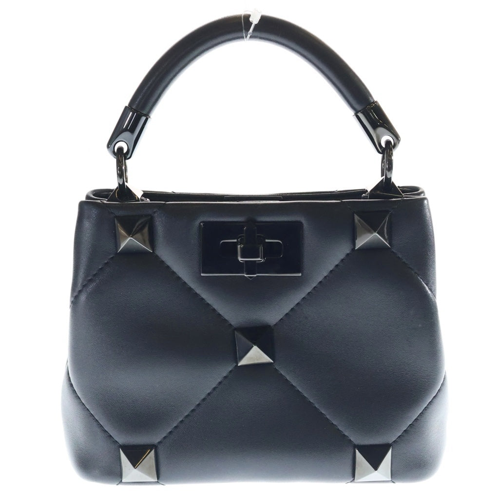 VALENTINO(ヴァレンティノ) カラヴァーニ ローマンスタッズ レザー 2WAY ハンドバッグ ショルダーバッグ ブラック レディース