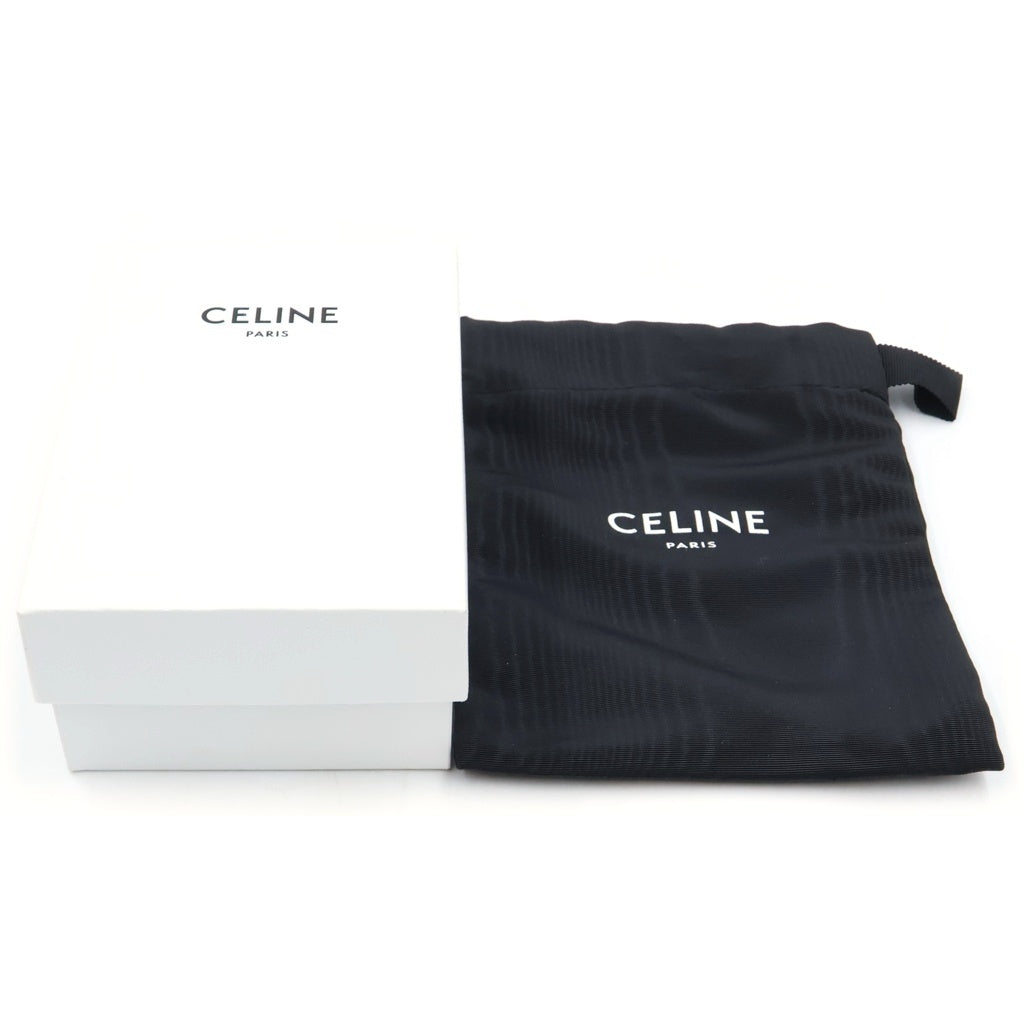 CELINE(セリーヌ) トリオンフ 二つ折り財布 コンパクトウォレット カードケース ブラック レザー シルバー金具 レディース