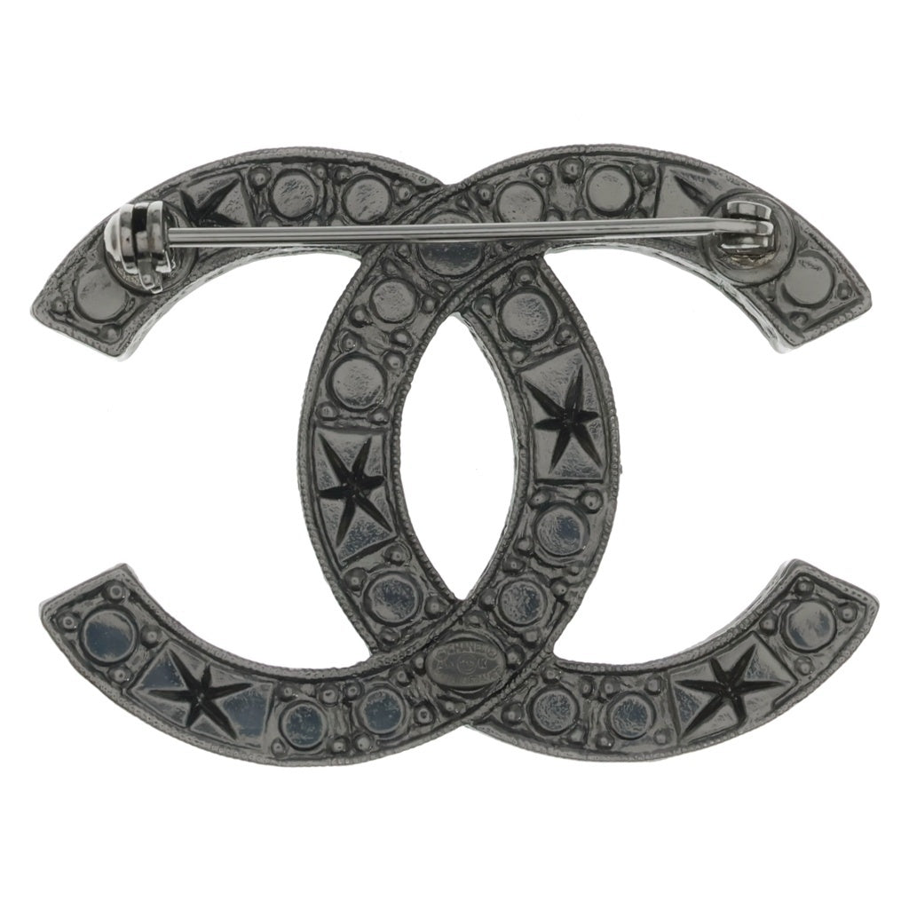 CHANEL(シャネル) ココマーク ラインストーンブローチ ピンバッジ シルバー レディース