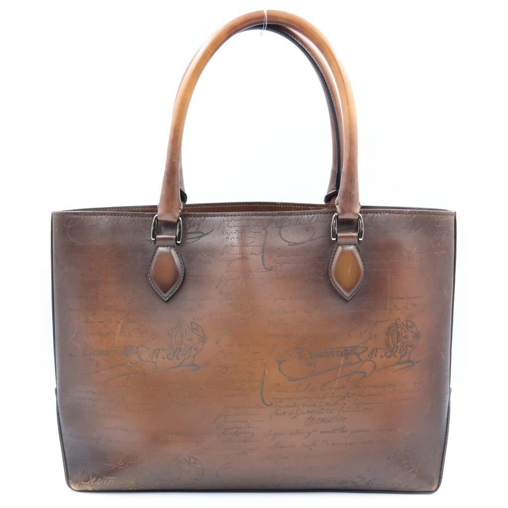 Berluti(ベルルッティ) カリグラフィ トゥジュール ハンドバッグ トートバッグ ブラウン レザー シルバー金具 レディース