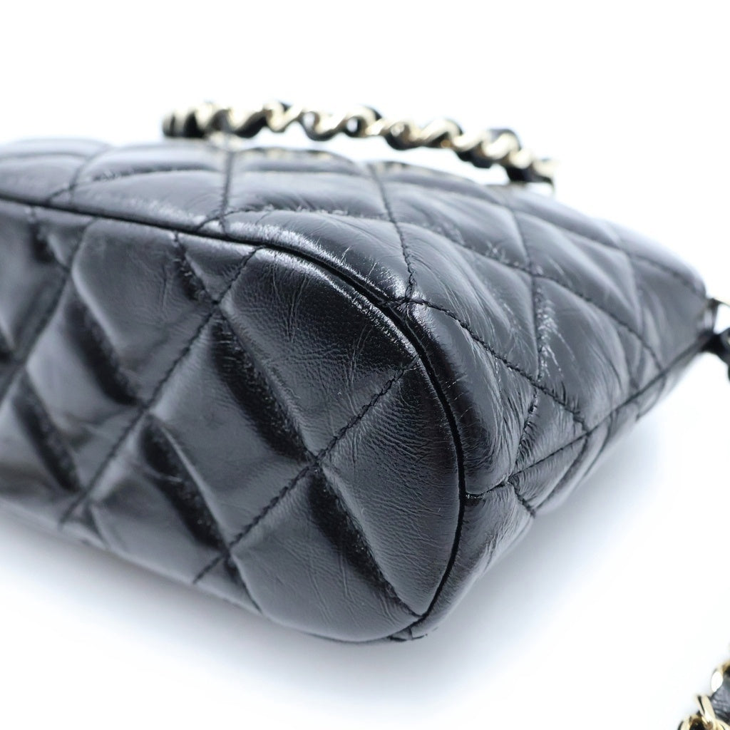 CHANEL(シャネル) マトラッセ スモールショッピングバッグ チェーンバッグ ブラック カーフスキン AS5130 ゴールド金具 レディース