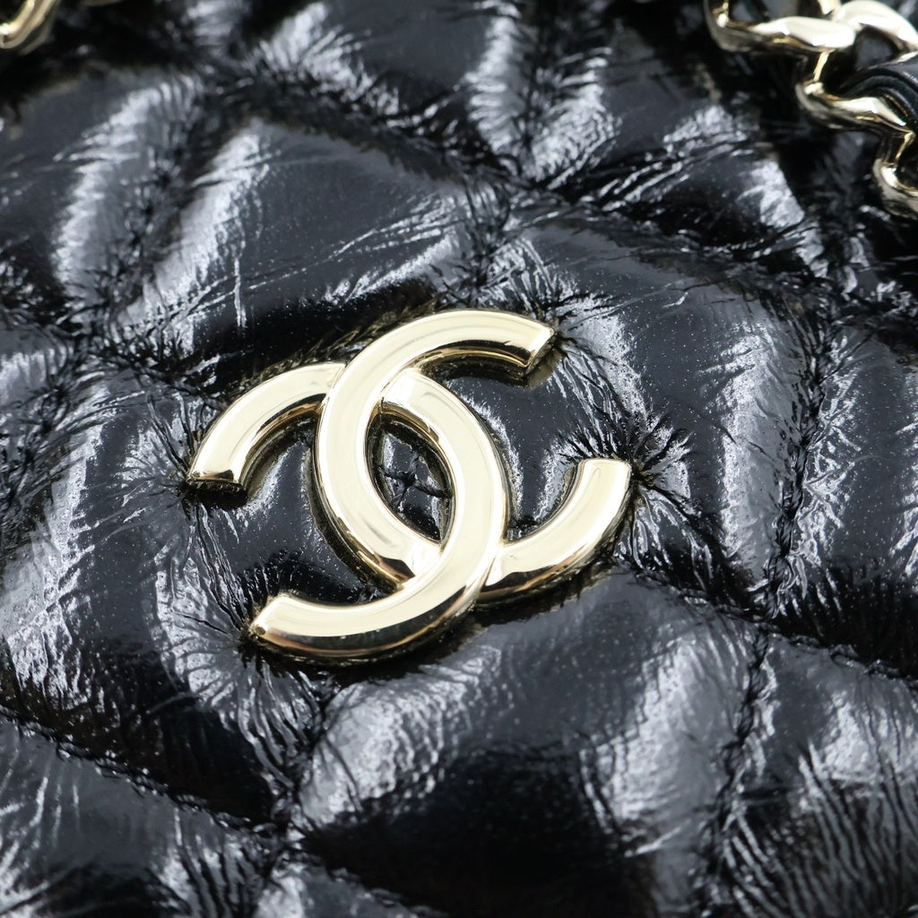 CHANEL(シャネル) マトラッセ スモールショッピングバッグ チェーンバッグ ブラック カーフスキン AS5130 ゴールド金具 レディース