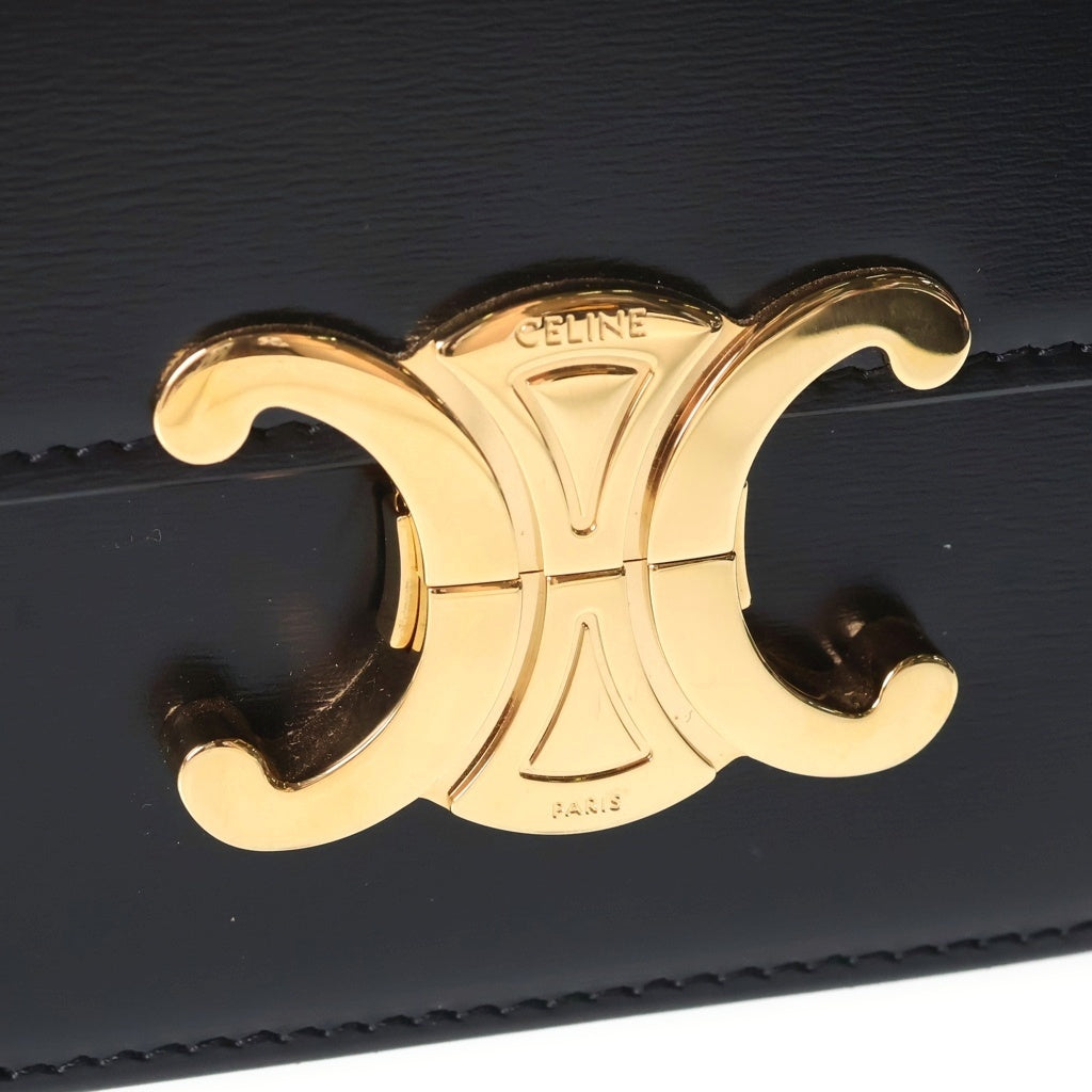 CELINE(セリーヌ) ティーン トリオンフ ショルダーバッグ ブラック レザー ゴールド金具 レディース