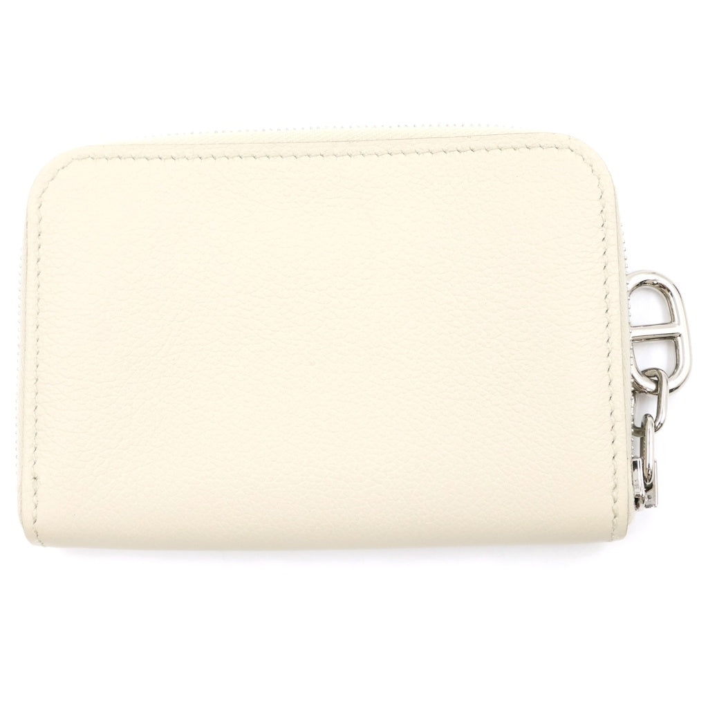 HERMES(エルメス) ジップアンゴー コンパクト エバーカラー シルバー金具 ラウンドファスナーミニ財布 コインケース 小銭入れ コンパクトウォレット カードケース B刻印 ホワイト