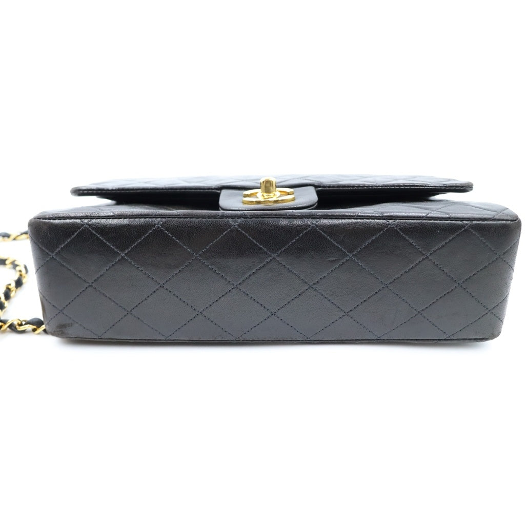 CHANEL(シャネル) マトラッセ25 Wフラップ Wチェーンショルダーバッグ ブラック ラムスキン ゴールド金具 レディース