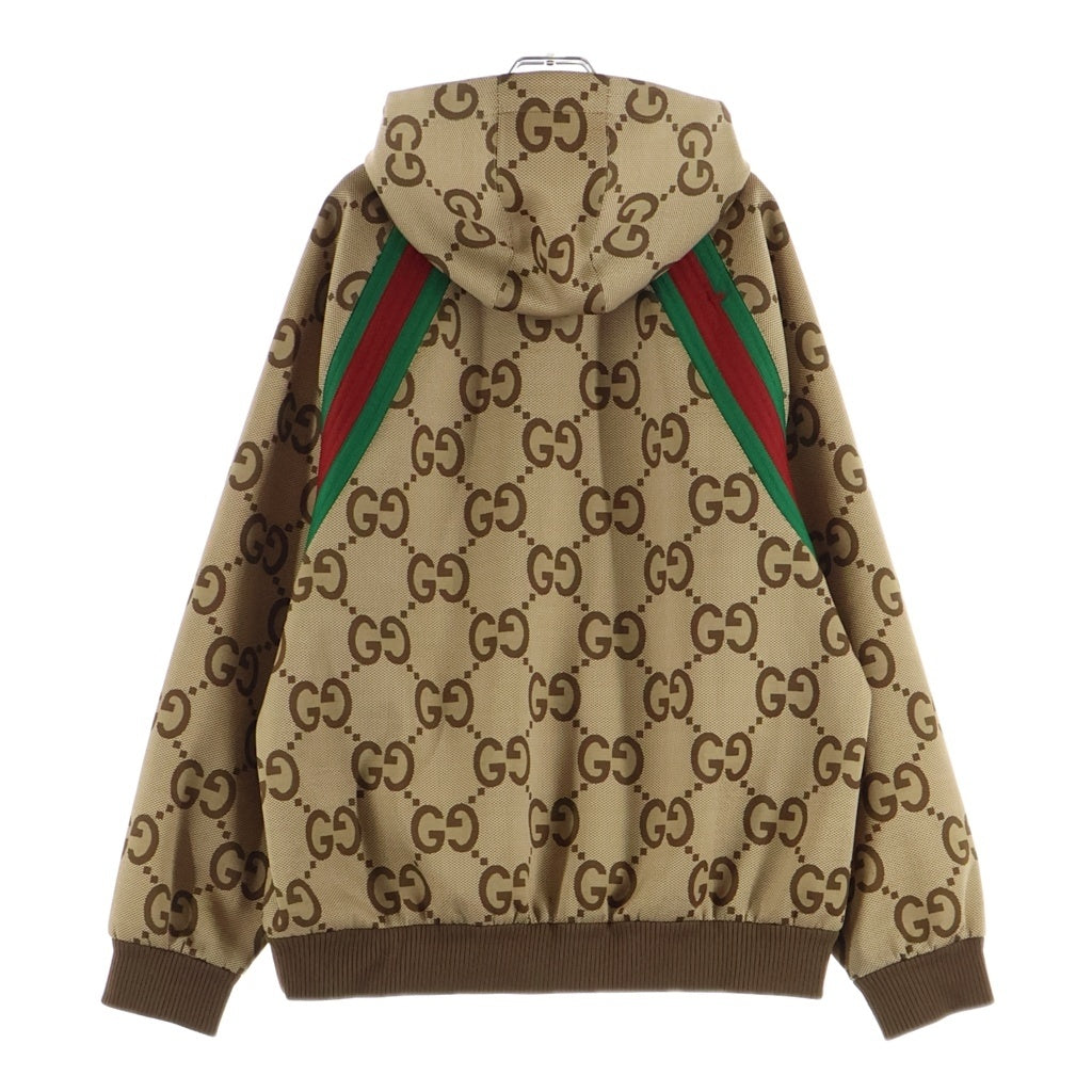 GUCCI(グッチ) Zip-Up Jumbo GG Pattern Hooded Polyester Blouson ジップアップ ジャンボ フーディブルゾン パーカー ベージュ ポリエステル 713974 XJETI
