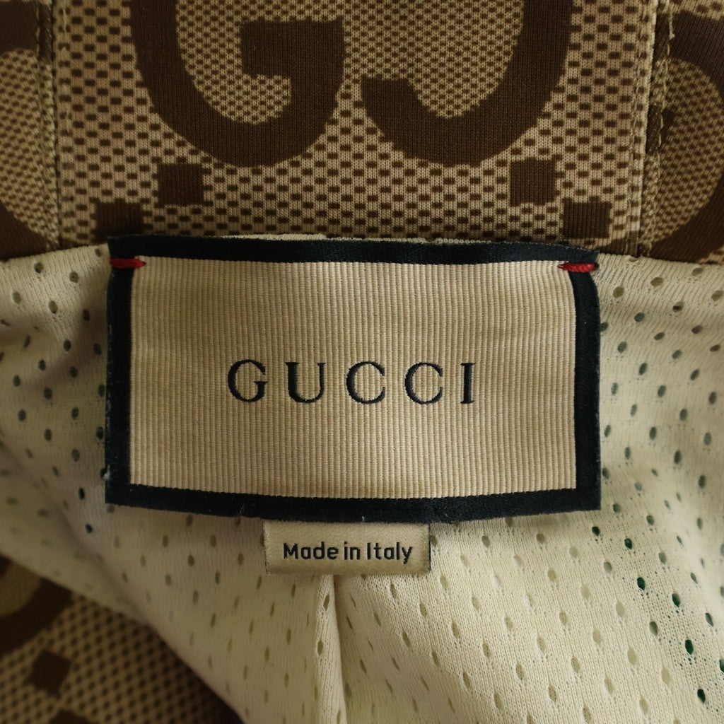 GUCCI(グッチ) Zip-Up Jumbo GG Pattern Hooded Polyester Blouson ジップアップ ジャンボ フーディブルゾン パーカー ベージュ ポリエステル 713974 XJETI