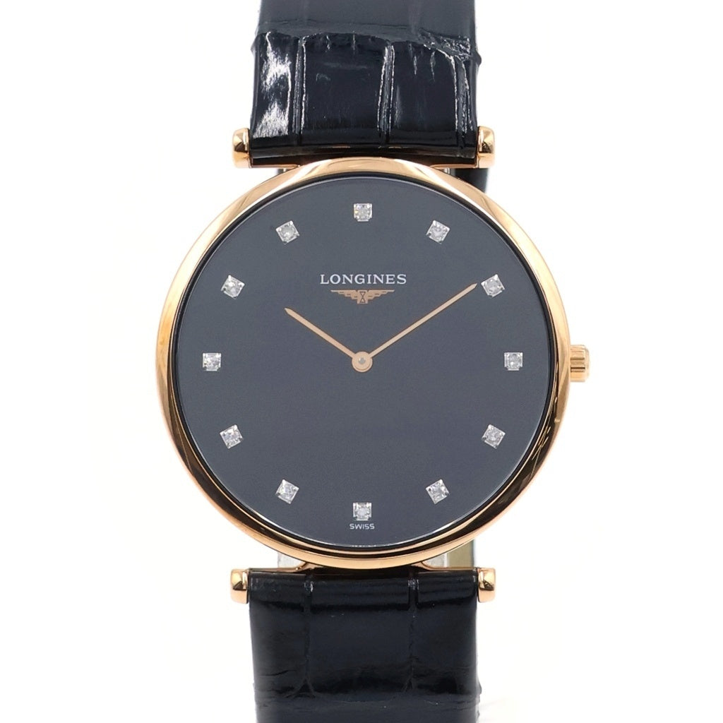 LONGINES(ロンジン) グランクラッシック 黒文字盤 GP×レザー/QZ レザー クォーツ 腕時計 L4.709.1.57.2