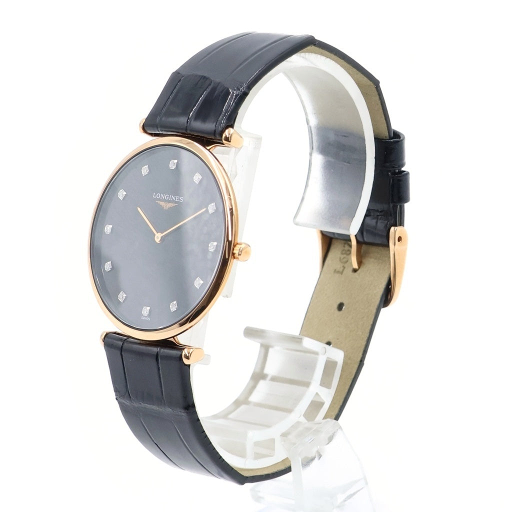 LONGINES(ロンジン) グランクラッシック 黒文字盤 GP×レザー/QZ レザー クォーツ 腕時計 L4.709.1.57.2