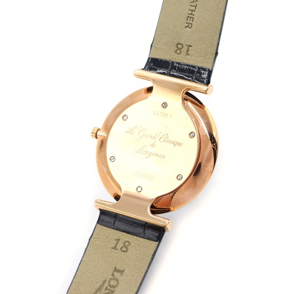 LONGINES(ロンジン) グランクラッシック 黒文字盤 GP×レザー/QZ レザー クォーツ 腕時計 L4.709.1.57.2