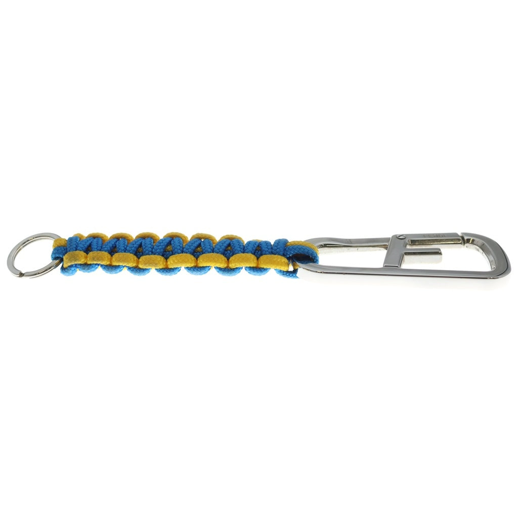 FENDI(フェンディ) Fロゴ カラビナ パラコード チャーム キーホルダー ブルー/イエロー レディース