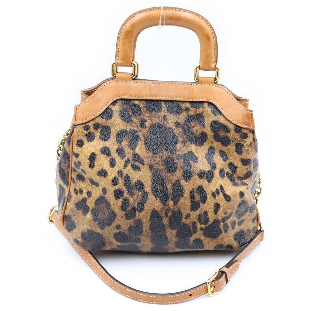 DOLCE & GABBANA(ドルチェアンドガッバーナ) レオパード柄 ハンド チェーンショルダーバッグ ブラウン レディース