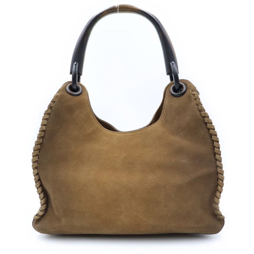 GUCCI(グッチ) ウッドハンドル ホーボーバッグ ワンショルダーバッグ ブラウン スエード 106236 レディース