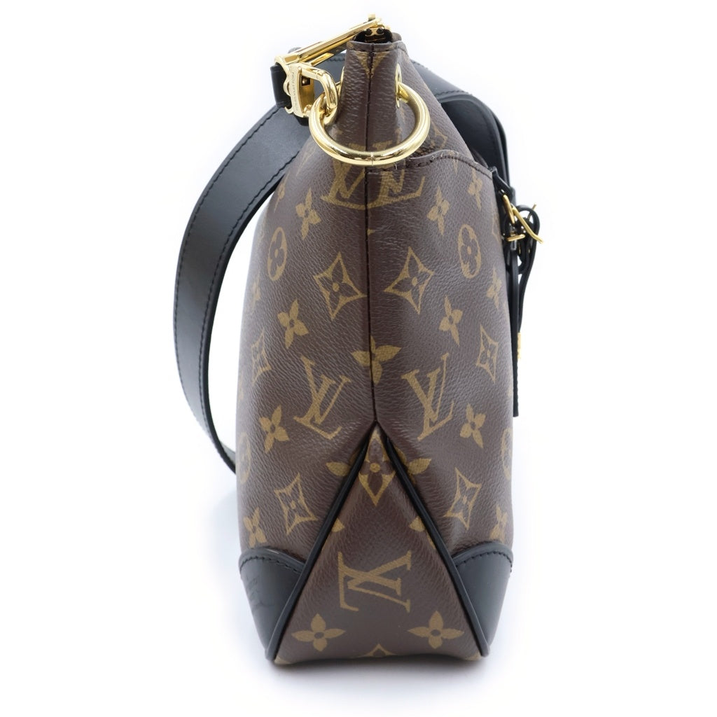 LOUIS VUITTON(ルイヴィトン) モノグラム オデオンNM PM ショルダーバッグ ブラウン×ブラック レザー×PVC M45353 ゴールド金具 レディース